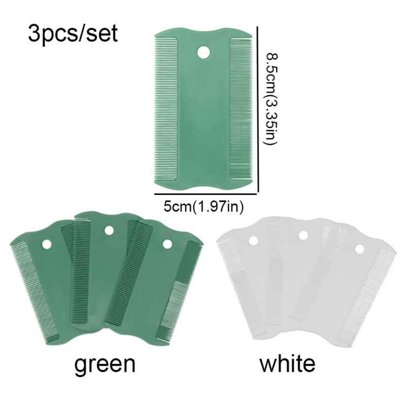 3db/készlet Kétoldalas finom fogú fejtetűszőr tetvek elleni fésűk gyerekeknek Kutya macska bolha műanyag hajfésűk kefe kisállatszőr