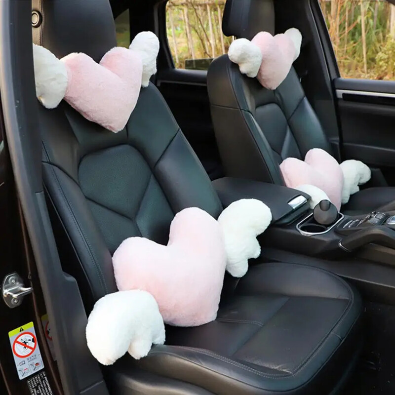 Autós fejtámla gyönyörű rugalmas szalag deformációmentes plüss autós fejtámla deréktámla jármű kellékek