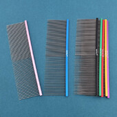 7 krāsu mājdzīvnieku kopšanas ķemme ar platiem zobiem, profesionāla viegla alumīnija nerūsējošā tērauda kaķu ķemme, matu trimmera suka, suņu ķemme 16/19 cm