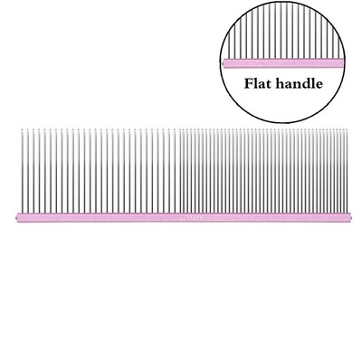 7 krāsu mājdzīvnieku kopšanas ķemme ar platiem zobiem, profesionāla viegla alumīnija nerūsējošā tērauda kaķu ķemme, matu trimmera suka, suņu ķemme 16/19 cm