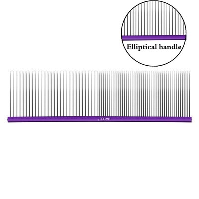 7 krāsu mājdzīvnieku kopšanas ķemme ar platiem zobiem, profesionāla viegla alumīnija nerūsējošā tērauda kaķu ķemme, matu trimmera suka, suņu ķemme 16/19 cm