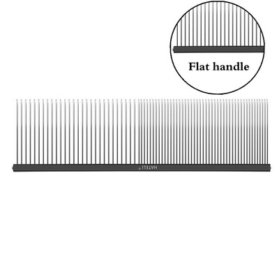 7 krāsu mājdzīvnieku kopšanas ķemme ar platiem zobiem, profesionāla viegla alumīnija nerūsējošā tērauda kaķu ķemme, matu trimmera suka, suņu ķemme 16/19 cm