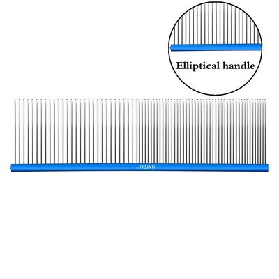 7 krāsu mājdzīvnieku kopšanas ķemme ar platiem zobiem, profesionāla viegla alumīnija nerūsējošā tērauda kaķu ķemme, matu trimmera suka, suņu ķemme 16/19 cm