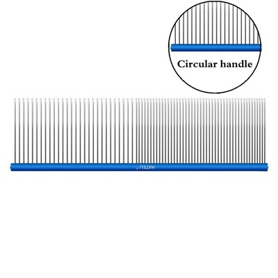 7 krāsu mājdzīvnieku kopšanas ķemme ar platiem zobiem, profesionāla viegla alumīnija nerūsējošā tērauda kaķu ķemme, matu trimmera suka, suņu ķemme 16/19 cm