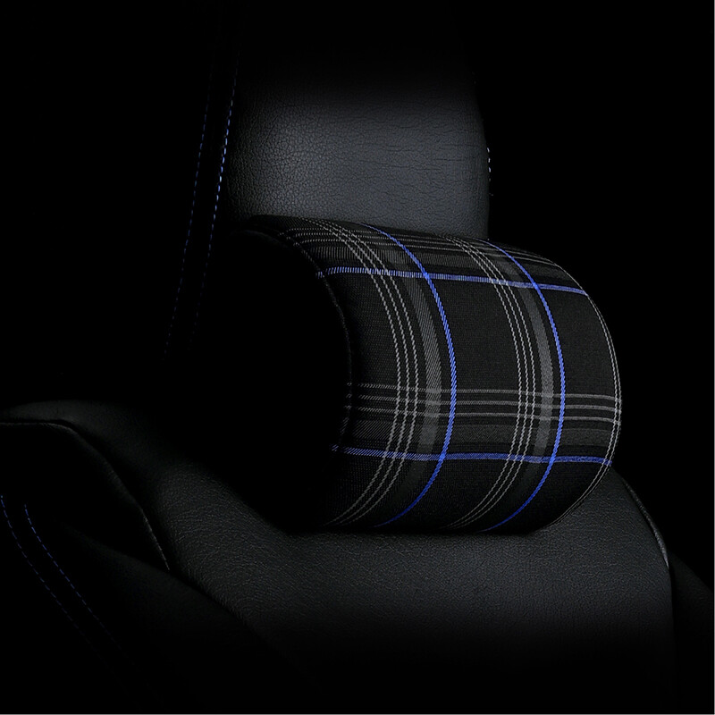 Suport de pernă din PVC cu țesătură tartan pentru tetieră auto pentru VW MK7 GTD GTE GT Accesorii pentru tetieră din spumă cu memorie din țesătură tartan