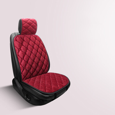 Pernă universală pentru scaun auto din pluș, iarnă, îngroșată, caldă, matlasată, în carouri, pentru un singur scaun, în față, confortabil, respirabil, covoraș antiderapant