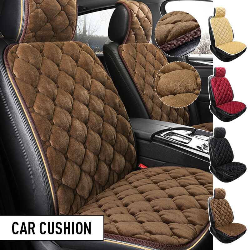 Pernă universală pentru scaun auto din pluș, iarnă, îngroșată, caldă, matlasată, în carouri, pentru un singur scaun, în față, confortabil, respirabil, covoraș antiderapant