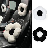 Autós fejtámla párna puha és stílusos fekete fehér virágos nyakpárnatartó párna üléspárna autós utazáshoz és otthonhoz