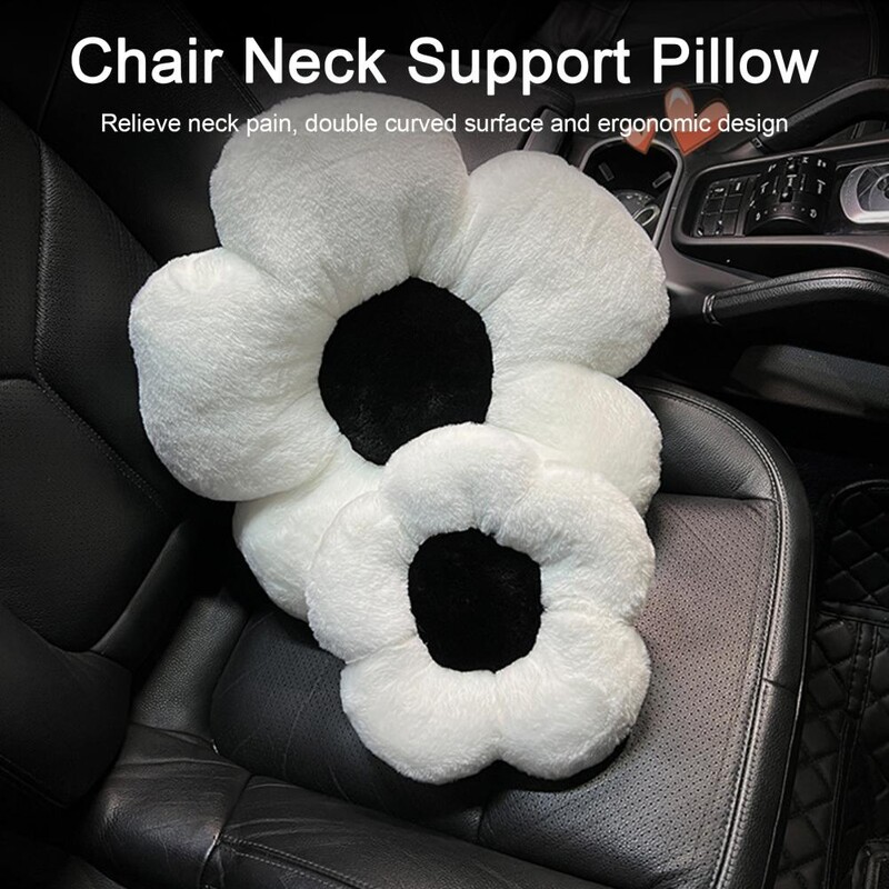 Autós fejtámla párna puha és stílusos fekete fehér virágos nyakpárnatartó párna üléspárna autós utazáshoz és otthonhoz