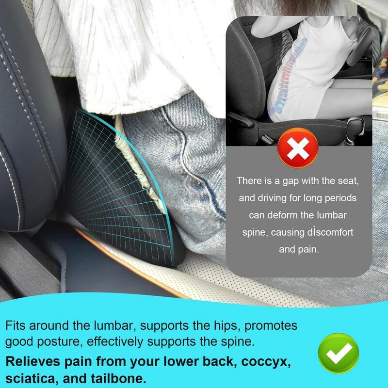 Automatinės automobilio sėdynės juosmens pagalvėlis, putplasčio atrama juosmens pagalvėlė, 3 spalvų biuro kėdės juosmens sėdynės nugarėlė Apsaugokite uodegos stuburą