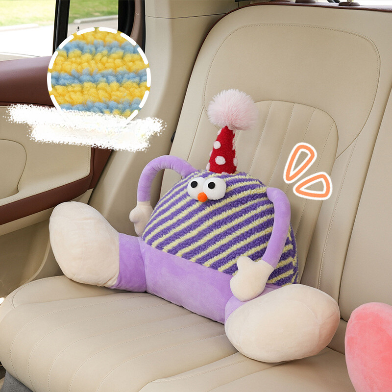 Pernă pentru talie pentru mașină Tetiera pentru mașină Pernă pentru mașină cu picior mare de desene animate, jucărie de pluș cu dungi Pernă pentru gât mașină Pernă pentru spate Husa scaunului