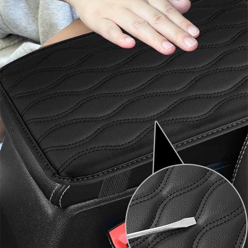 Automobilio porankių dėžutės kilimėliai Atminties putplasčio automobilio porankio dėžutės padas, odinis centrinės konsolės dangčiai, modeliavimas, automobilio dekoras, automobilių interjero priedai