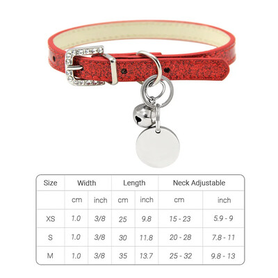 Guler din piele pentru pisici cu clopoțel ID personalizat Guler cu nume pentru pisici Cățeluș Câine Mic Accesorii Pisicuțe Colier Chuahua XS/S
