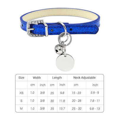 Guler din piele pentru pisici cu clopoțel ID personalizat Guler cu nume pentru pisici Cățeluș Câine Mic Accesorii Pisicuțe Colier Chuahua XS/S