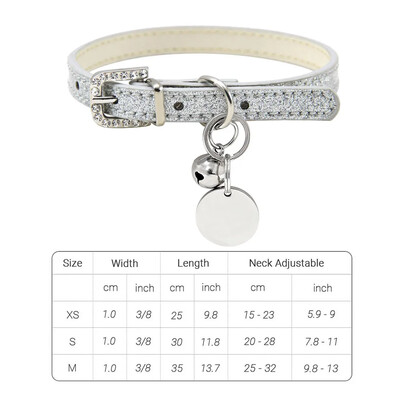 Guler din piele pentru pisici cu clopoțel ID personalizat Guler cu nume pentru pisici Cățeluș Câine Mic Accesorii Pisicuțe Colier Chuahua XS/S