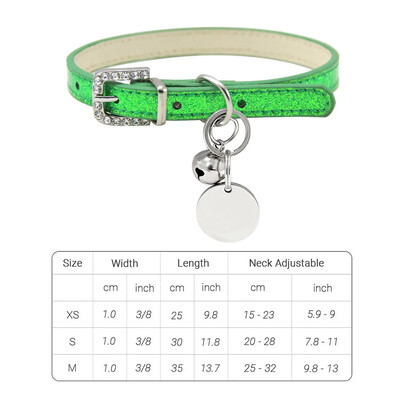 Guler din piele pentru pisici cu clopoțel ID personalizat Guler cu nume pentru pisici Cățeluș Câine Mic Accesorii Pisicuțe Colier Chuahua XS/S