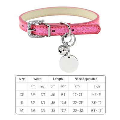 Guler din piele pentru pisici cu clopoțel ID personalizat Guler cu nume pentru pisici Cățeluș Câine Mic Accesorii Pisicuțe Colier Chuahua XS/S