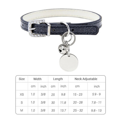 Guler din piele pentru pisici cu clopoțel ID personalizat Guler cu nume pentru pisici Cățeluș Câine Mic Accesorii Pisicuțe Colier Chuahua XS/S