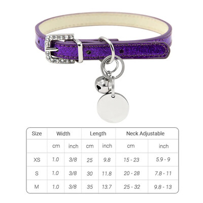 Guler din piele pentru pisici cu clopoțel ID personalizat Guler cu nume pentru pisici Cățeluș Câine Mic Accesorii Pisicuțe Colier Chuahua XS/S