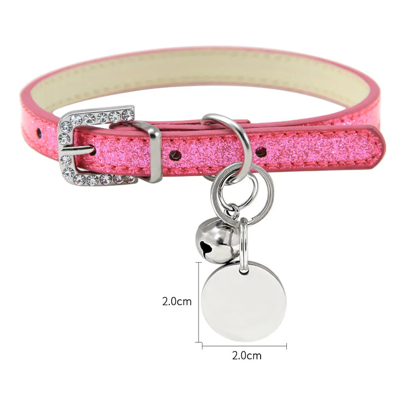 Guler din piele pentru pisici cu clopoțel ID personalizat Guler cu nume pentru pisici Cățeluș Câine Mic Accesorii Pisicuțe Colier Chuahua XS/S