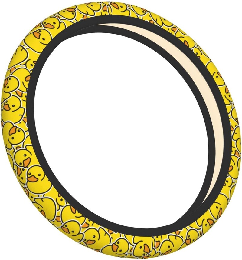 Anties animacinis filmas mielas geltonas vairo dangtelio automobilio priedai Dekoro neslystantis neopreninis vairo dangtelių apsauga