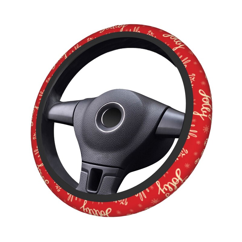 Naujųjų metų snaigė automobilio vairo dangtis 37-38 neslystantis raudonas linksmų Kalėdų tinkamas automobilio apdailai interjero priedai