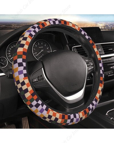 Capac volan din tablă de șah Accesorii Anti-alunecare Respirabil Ușor de instalat Husă din neopren pentru mașină SUV Camion Universal