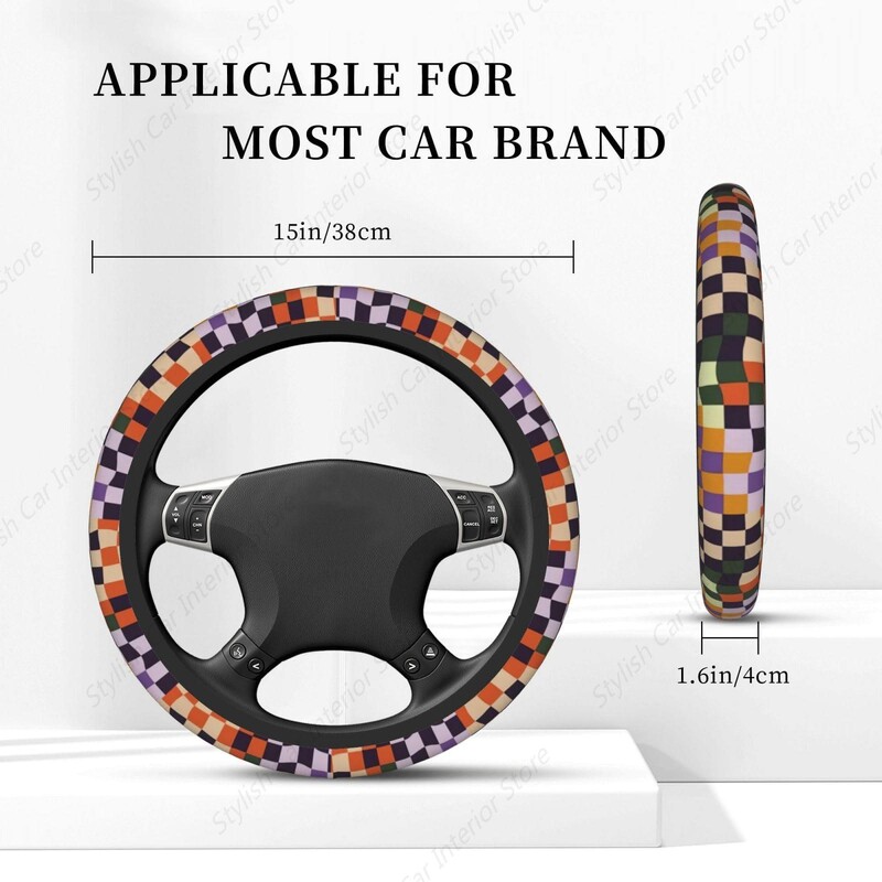 Capac volan din tablă de șah Accesorii Anti-alunecare Respirabil Ușor de instalat Husă din neopren pentru mașină SUV Camion Universal