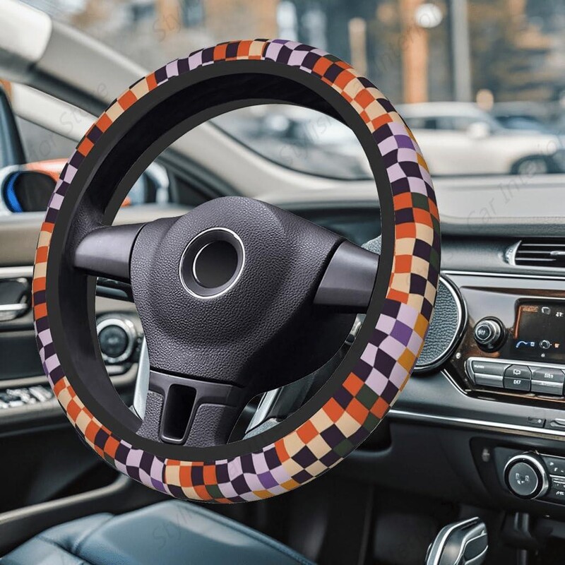 Capac volan din tablă de șah Accesorii Anti-alunecare Respirabil Ușor de instalat Husă din neopren pentru mașină SUV Camion Universal