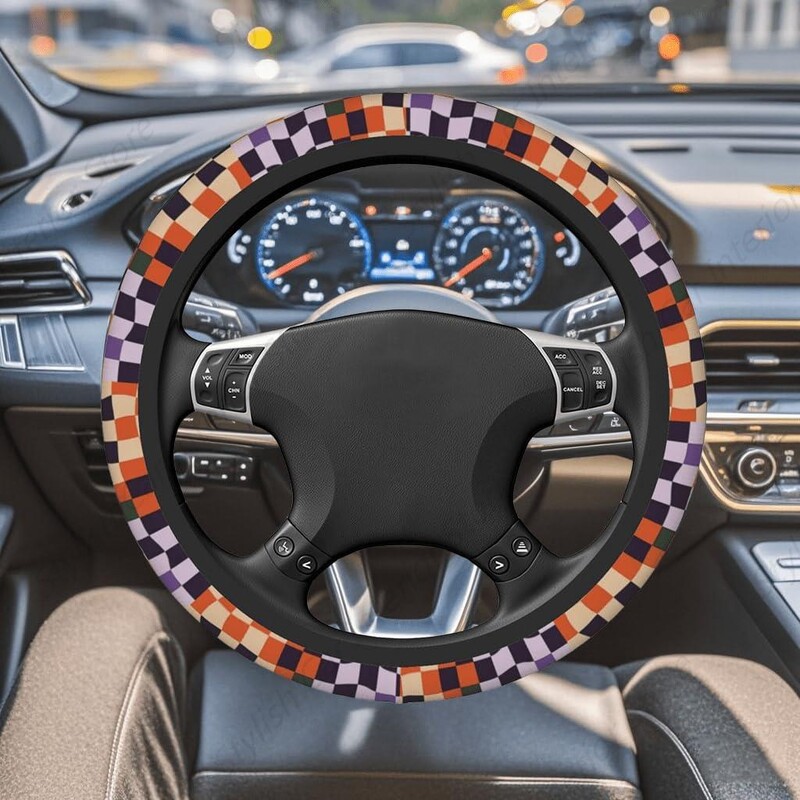 Capac volan din tablă de șah Accesorii Anti-alunecare Respirabil Ușor de instalat Husă din neopren pentru mașină SUV Camion Universal