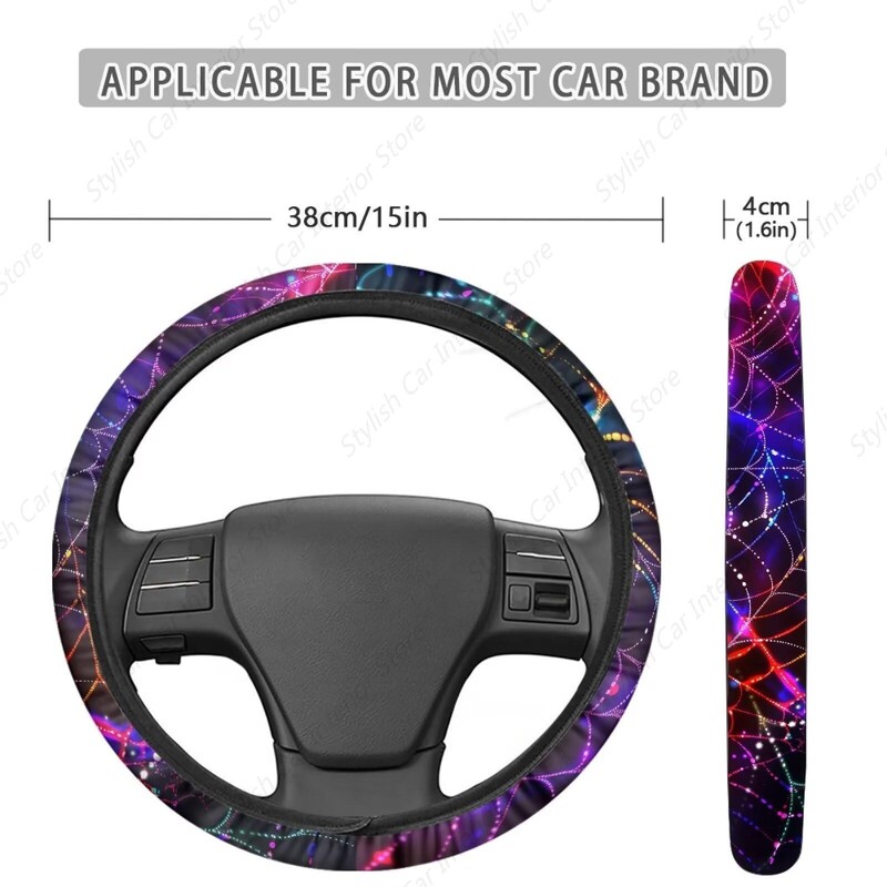 Husă moale pentru volan pentru mașină Dungi strălucitoare Accesorii pentru interiorul mașinii Capă pentru volan elastică flexibilă pentru automobile