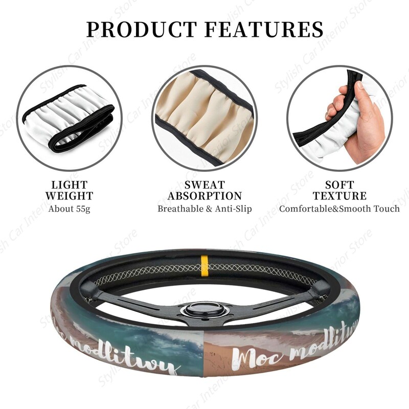 Capac pentru volan cu craniu amuzant din neopren, antiderapant, rezistent la uzură, universal, 14,5-15,5 inci, accesorii drăguțe pentru mașină ProtectElastic