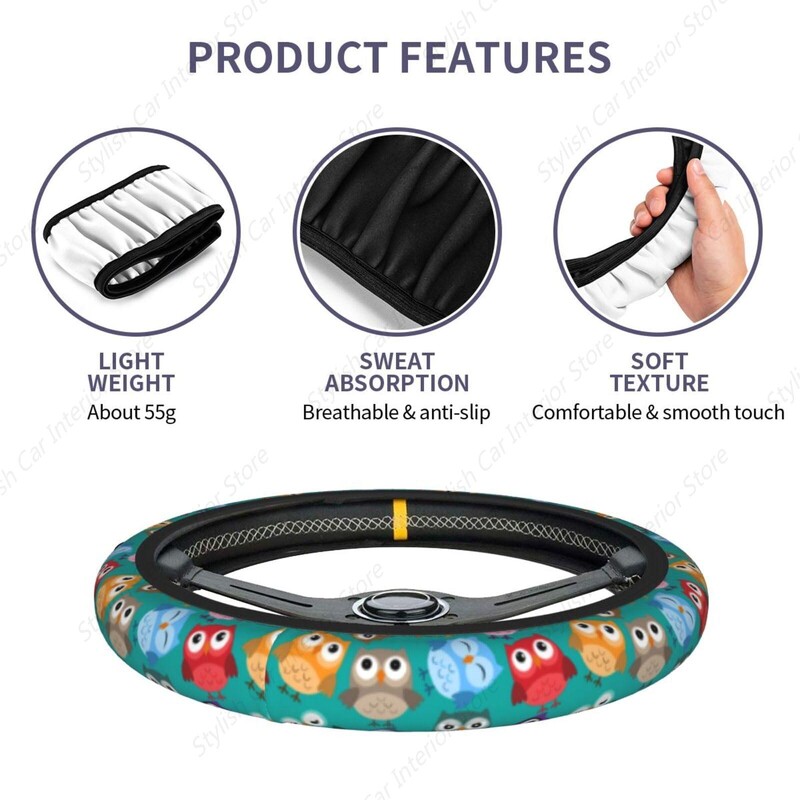 Bufniță Animal Husă pentru volan anti-alunecare Accesorii auto pentru vehicul SUV Universal 15 inch pentru femei bărbați