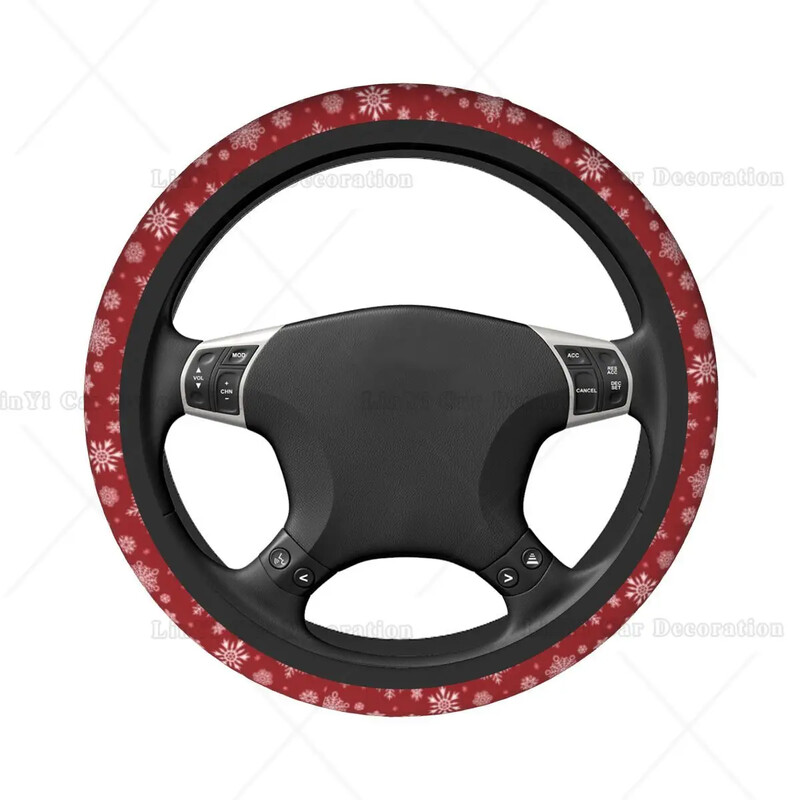 Roșu Crăciun Fericit Capac Volan Mașină 38 cm Anul Nou Fulg de Nea Protectie Volan Auto Accesorii Decor Auto