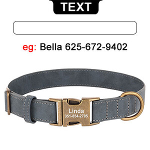 Guler personalizat anti-pierdut pentru câini Guler personalizat cu etichetă de identificare pentru câine Gulerele din piele moale pentru animale de companie Cataramă din metal gravată gratuit pentru buldog