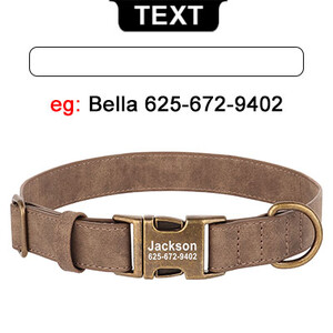 Guler personalizat anti-pierdut pentru câini Guler personalizat cu etichetă de identificare pentru câine Gulerele din piele moale pentru animale de companie Cataramă din metal gravată gratuit pentru buldog