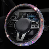 Universalus 38 CM automobilio vairo dangtis PU oda putojantis krištolinis deimantinis vairo apsauga, automobilio salono priedai