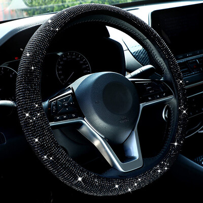 Universalus 38 CM automobilio vairo dangtis PU oda putojantis krištolinis deimantinis vairo apsauga, automobilio salono priedai