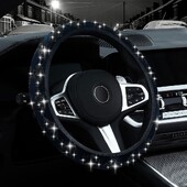 Automobilio vairo dangtelis Universalus Bling Diamond Rhinestones Neslystantis kvėpuojantis vairo apsauga Moterims mergaitėms