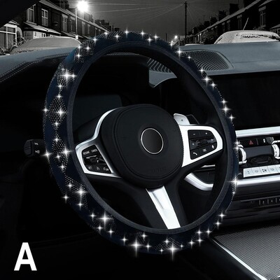 Automobilio vairo dangtelis Universalus Bling Diamond Rhinestones Neslystantis kvėpuojantis vairo apsauga Moterims mergaitėms