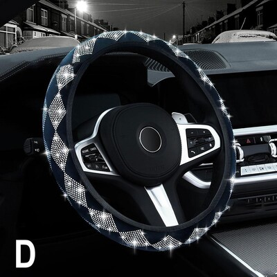 Automobilio vairo dangtelis Universalus Bling Diamond Rhinestones Neslystantis kvėpuojantis vairo apsauga Moterims mergaitėms