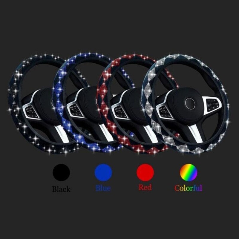 Capacul volanului mașinii Universal Bling Diamond Strass Protector anti-alunecare respirabil pentru volan pentru femei fete