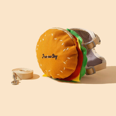 „Hamburger“ krepšio šunų diržų rinkinys lauko dekoravimui mažas vidutinis šuniuko pavadėlis, patvarus poliesteris.