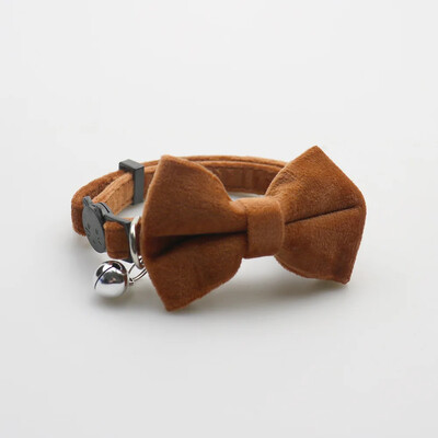 Aksominė kačių antkaklis Vienspalvis lankas čihuahua šuniuko antkaklis su varpeliu reguliuojama saugos sagtimi Katėms peteliškės naminiams gyvūnėliams priedai