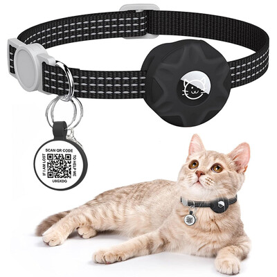 Нашийник против изгубена котка за Apple AirTag, QR Tag Query contacts Kitten Pet Products, GPS Tracker Positioning Airtag Holder Collars