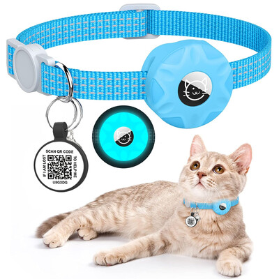 Pretpazaudēta kaķa kakla siksna Apple AirTag, QR taga vaicājuma kontakti Kaķēnu mājdzīvnieku produkti, GPS izsekotāja pozicionēšanas apkakles ar gaisa marķējuma turētāju