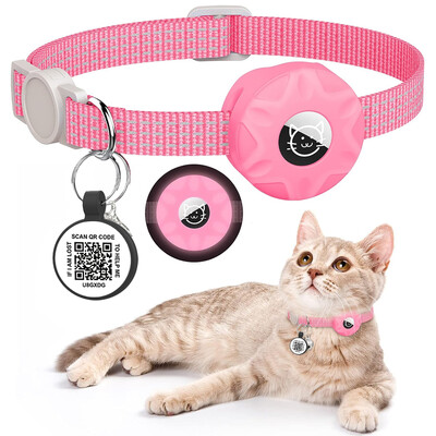 Pretpazaudēta kaķa kakla siksna Apple AirTag, QR taga vaicājuma kontakti Kaķēnu mājdzīvnieku produkti, GPS izsekotāja pozicionēšanas apkakles ar gaisa marķējuma turētāju