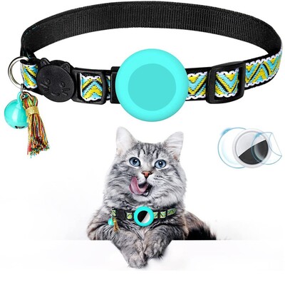 Guler pentru pisici cu clopoțel, zgardă reglabilă, cataramă și suport pentru etichetă de aer din silicon, compatibilă cu papion pentru pisici.