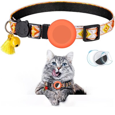 Guler pentru pisici cu clopoțel, zgardă reglabilă, cataramă și suport pentru etichetă de aer din silicon, compatibilă cu papion pentru pisici.