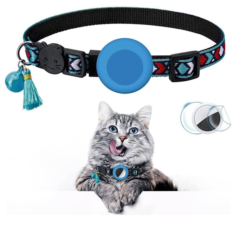 Guler pentru pisici cu clopoțel, zgardă reglabilă, cataramă și suport pentru etichetă de aer din silicon, compatibilă cu papion pentru pisici.